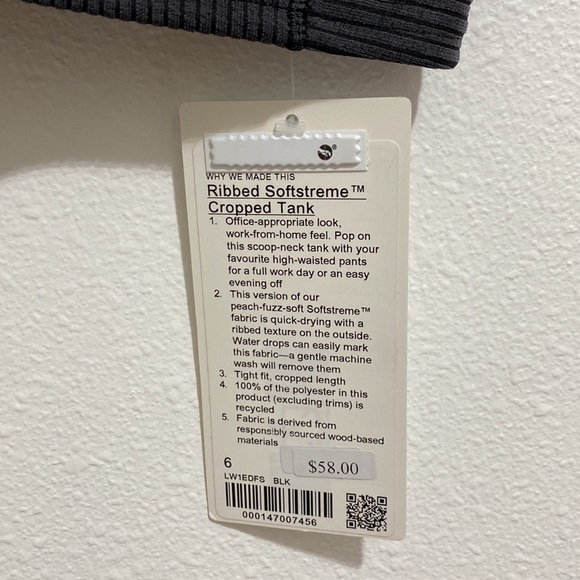 Ribbed Softstreme Cropped Tank Black - Picture 2 of 5